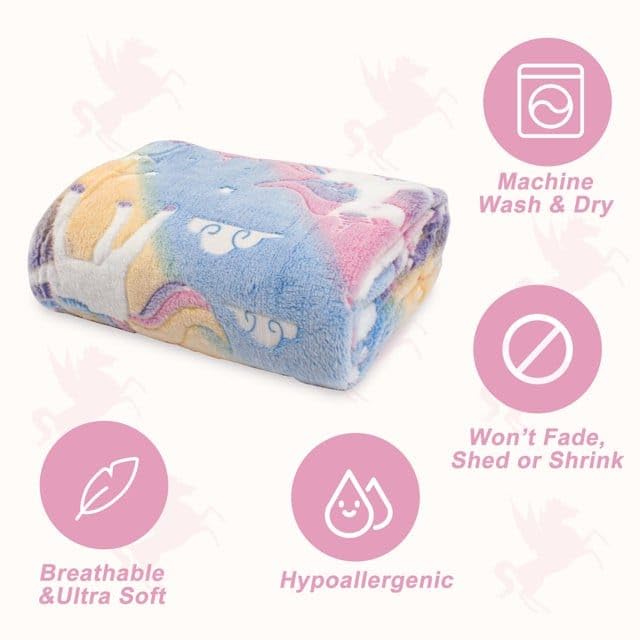Premium Super Soft Warm Cozy Furry Blanket Glow in The Dark (5.5ft x 6.5ft) (Multicolor Unicorn)(Pack Of 5/10)(Prepaid Only) - Image 3