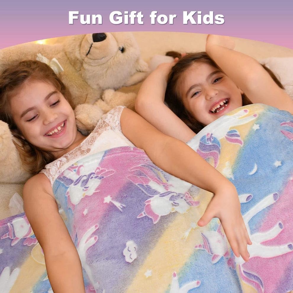 Premium Super Soft Warm Cozy Furry Blanket Glow in The Dark (5.5ft x 6.5ft) (Multicolor Unicorn)(Pack Of 5/10)(Prepaid Only) - Image 4