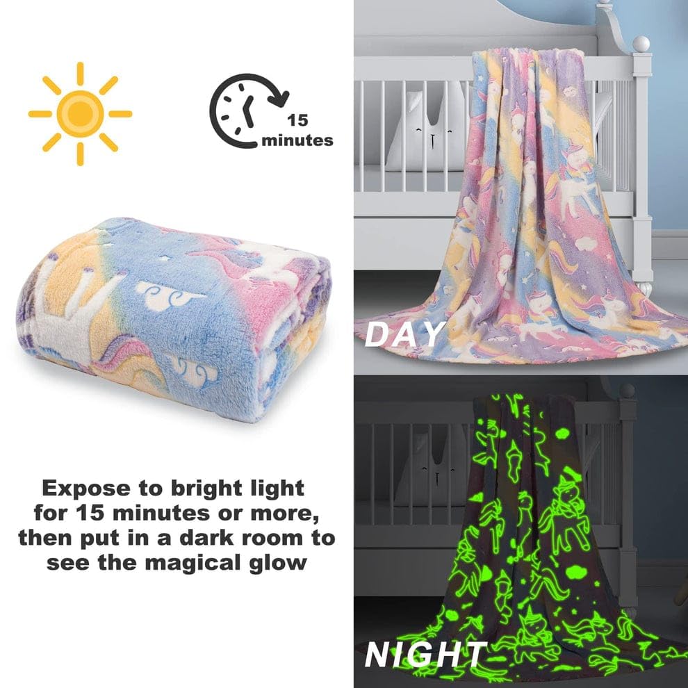 Premium Super Soft Warm Cozy Furry Blanket Glow in The Dark (5.5ft x 6.5ft) (Multicolor Unicorn)(Pack Of 5/10)(Prepaid Only) - Image 5
