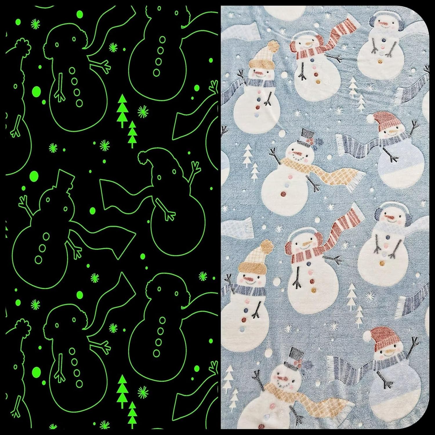 Premium Super Soft Warm Cozy Furry Blanket Glow in The Dark (5.5ft x 6.5ft) (Snowman)(Pack Of 5/10)(Prepaid Only)