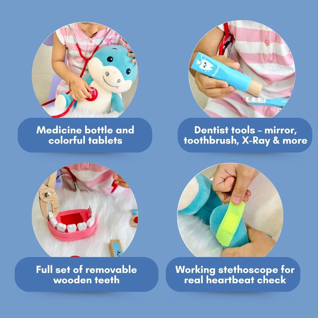 Cots and Cuddles Premium Wooden Junior Doctor Set Pretend Play for Kids - Image 6