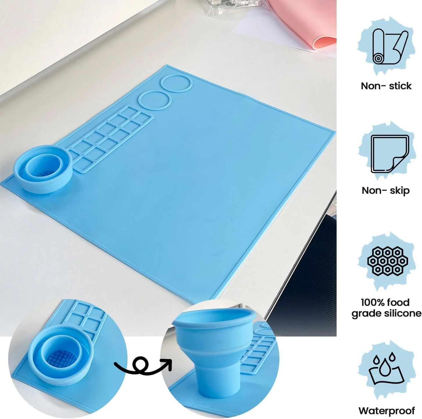 Silicone Painting Mat for Kids Mess Free for Crafts (Mix Color)(Pack Of 5/10)(Prepaid Only) - Image 4