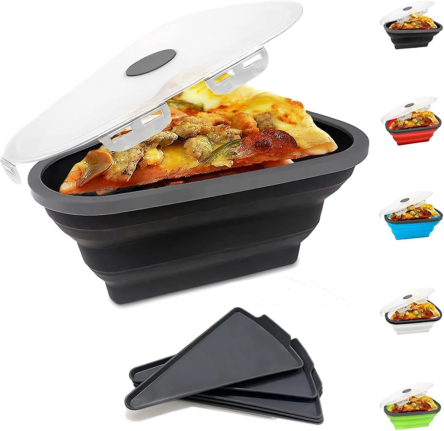 Slice & Store: Pizza Storage Container with 5 Serving Trays - Image 13
