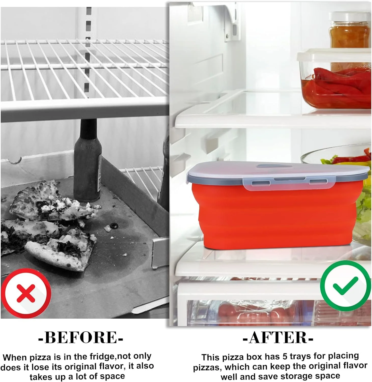 Slice & Store: Pizza Storage Container with 5 Serving Trays - Image 5