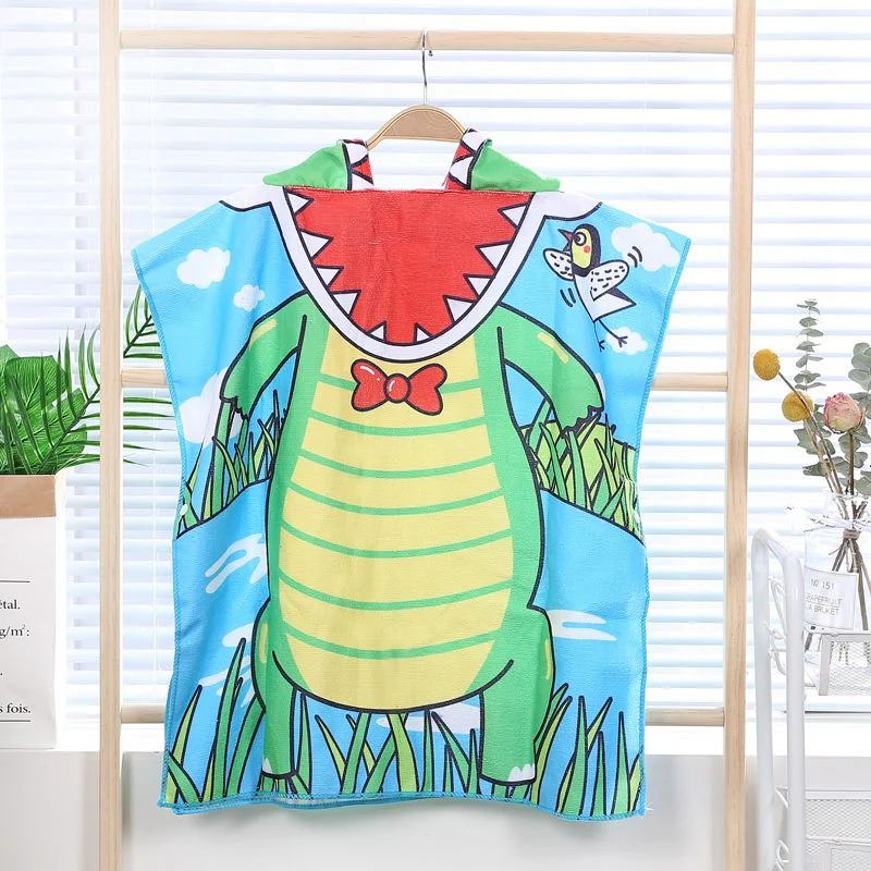 Snuggly Joy: Adorable Cartoon Print Hooded Microfiber Baby Bath Towel - Image 6