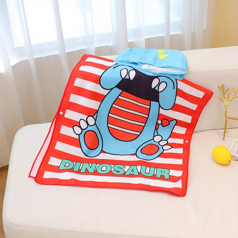 Snuggly Joy: Adorable Cartoon Print Hooded Microfiber Baby Bath Towel - Image 7