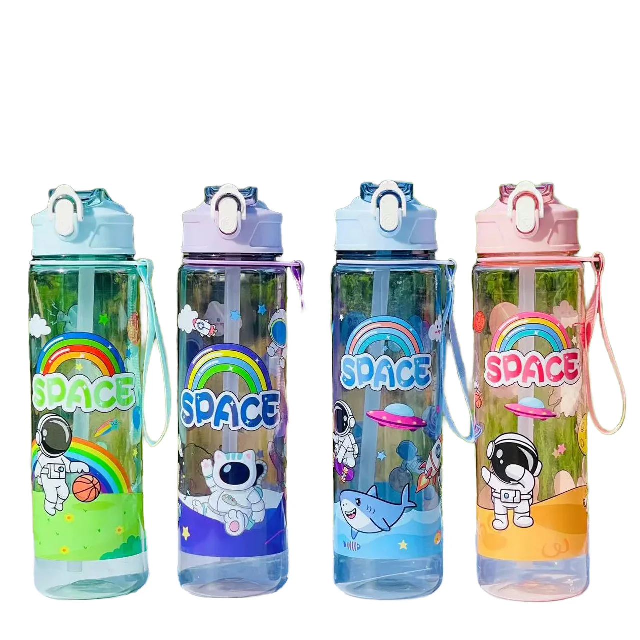 Space Explorer Kids Water Bottle 1000ml – Astronaut Rainbow Sipper with Straw - Image 6