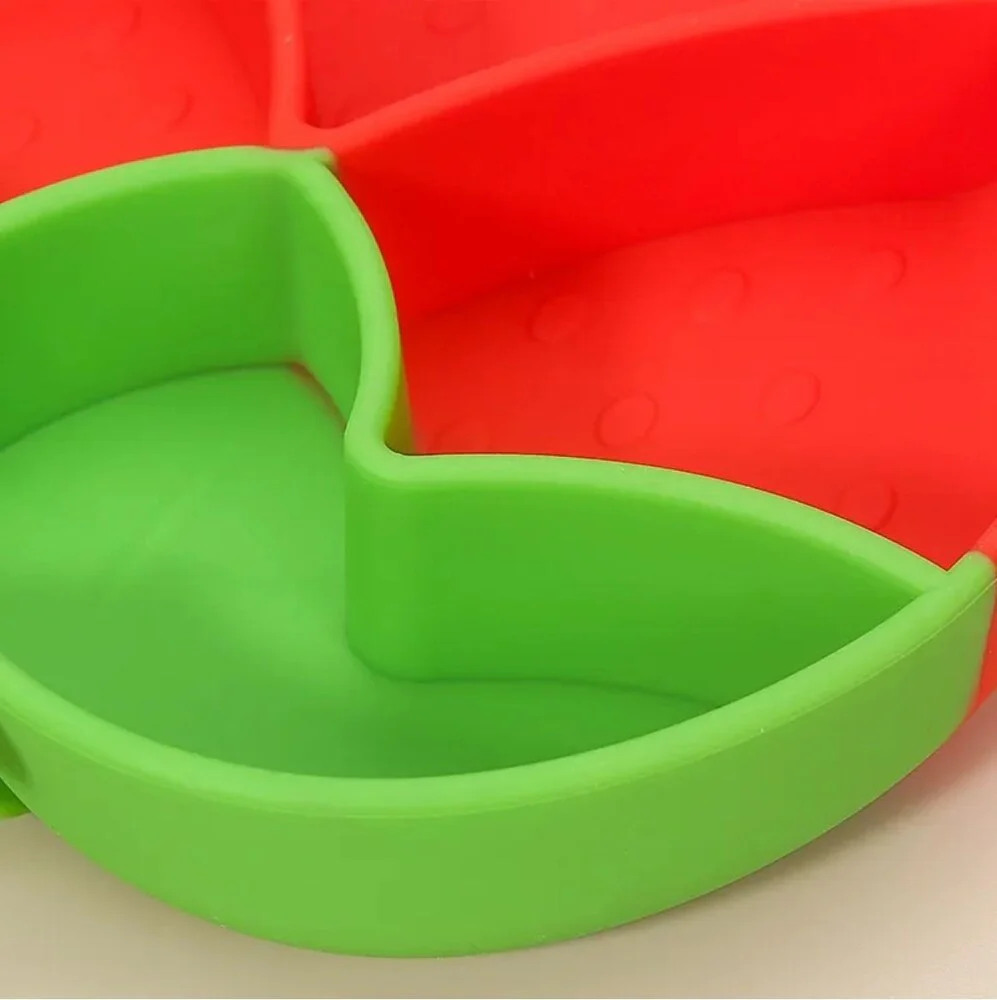 Strawberry Theme Silicone Dinner Plate Set for Kids (RED) - Image 7