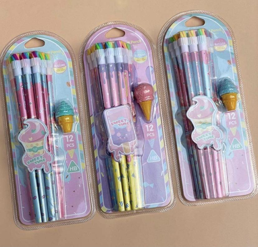 Sweet time wooden Pencil and Eraser combo 12pcs set (Pack Of 6/12)(Prepaid Only) - Image 8