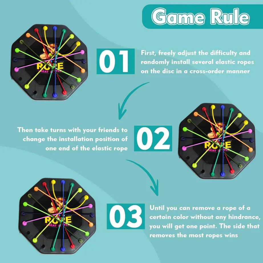 Tangle Twister Rope Puzzle Board Game for Kids – Colourful Untangling Brain Teaser Toy - Image 3