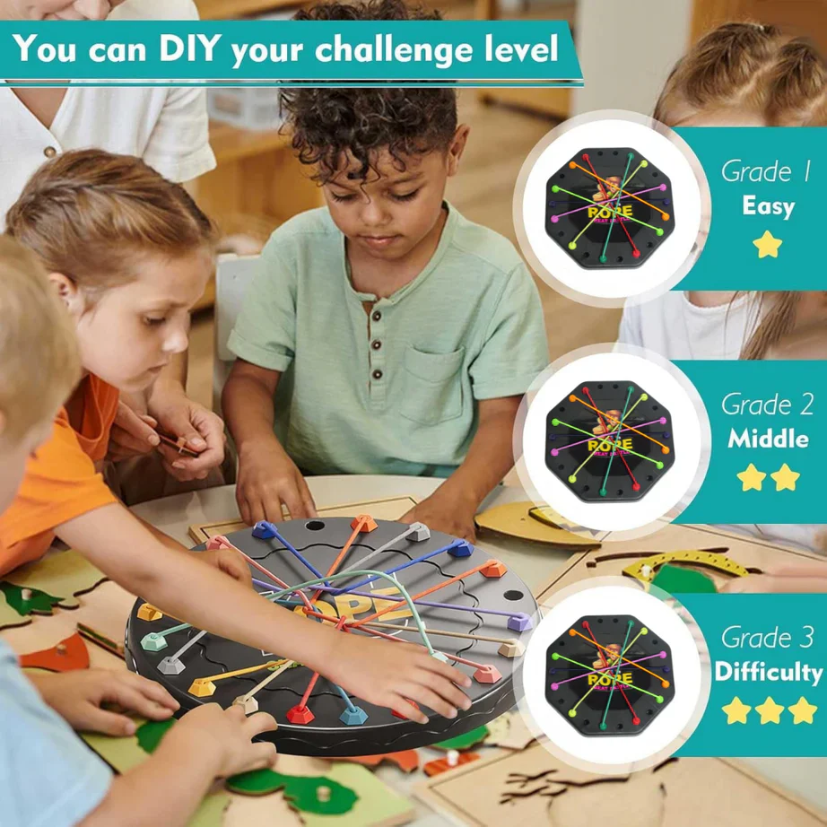 Tangle Twister Rope Puzzle Board Game for Kids – Colourful Untangling Brain Teaser Toy - Image 4