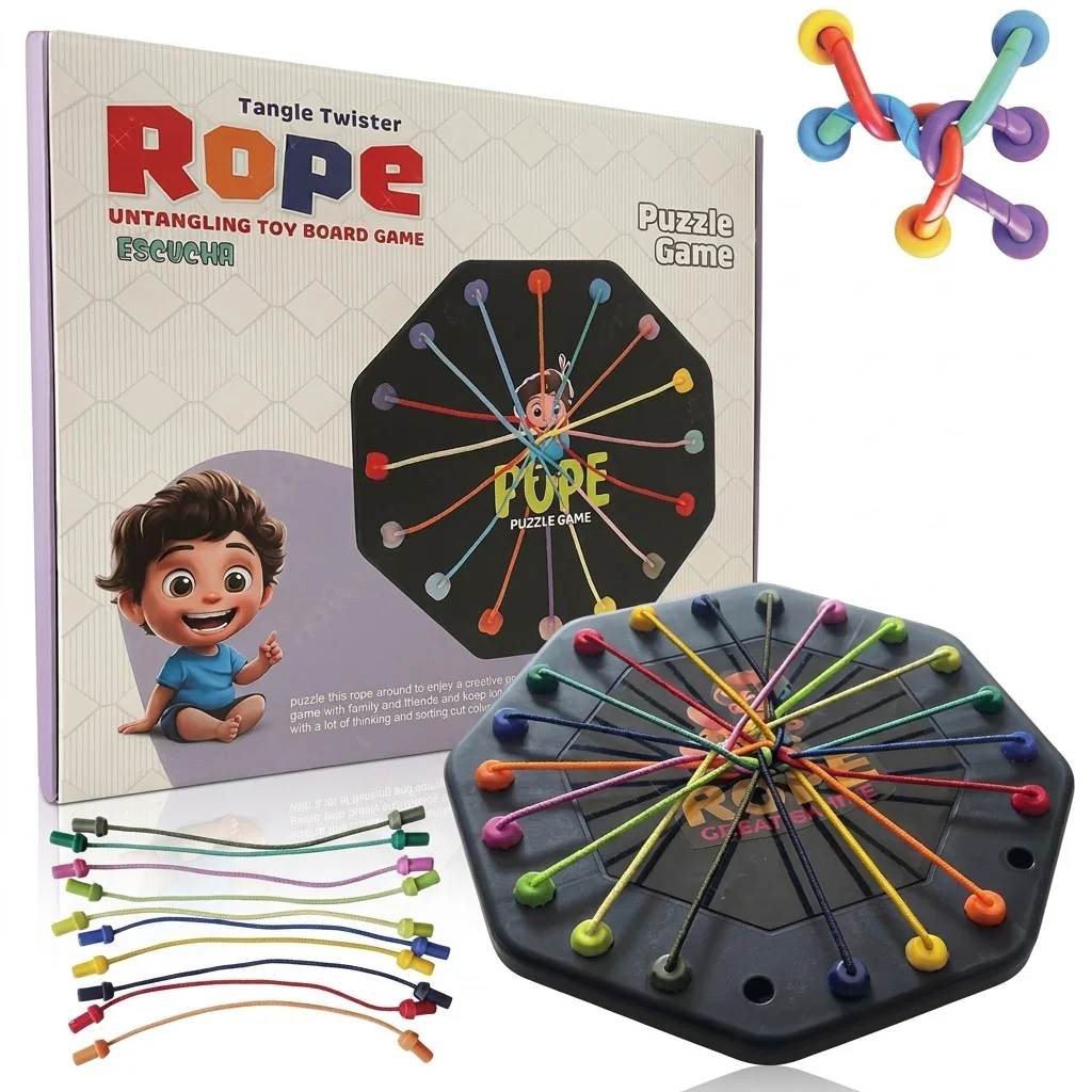Tangle Twister Rope Puzzle Board Game for Kids – Colourful Untangling Brain Teaser Toy - Image 9