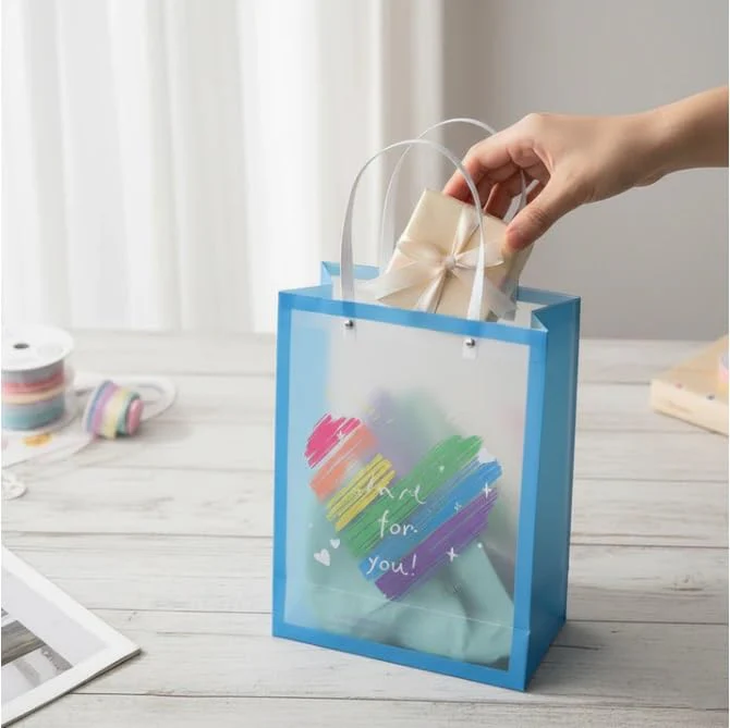 Transparent Pvc Rainbow Gift Bags for Kids | Birthday Party Bags with Handles (Pack Of 12) (Big) - Image 4