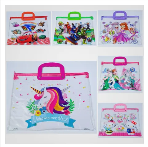 Transparent Zip File Folder with Carrying Handle (1pc) Random design