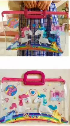 Transparent Zip File Folder with Carrying Handle (1pc) Random design - Image 4