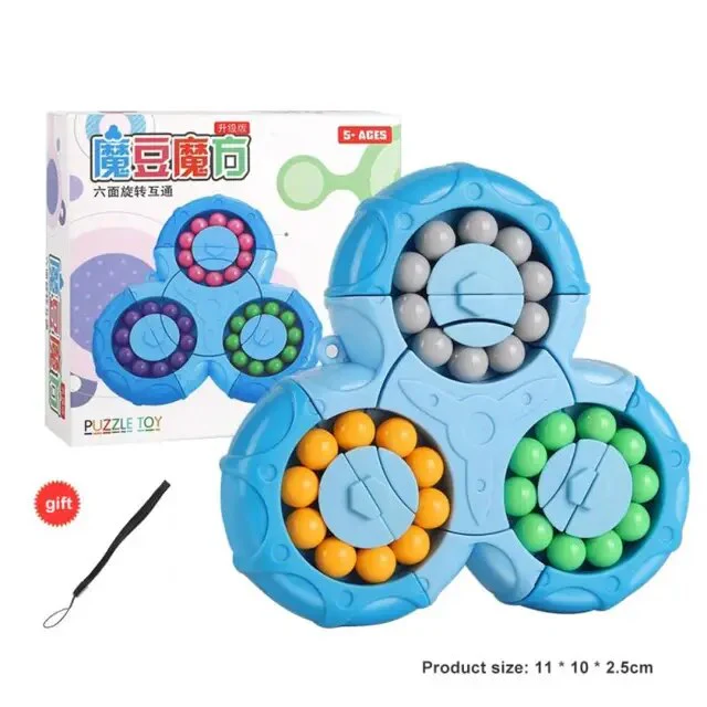 2-in-1 Triangle Rotating Puzzle & Spinner Magic Bean Fingertip Toy Age 3+(Random Colour)