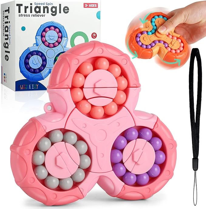 2-in-1 Triangle Rotating Puzzle & Spinner Magic Bean Fingertip Toy Age 3+(Random Colour) - Image 2