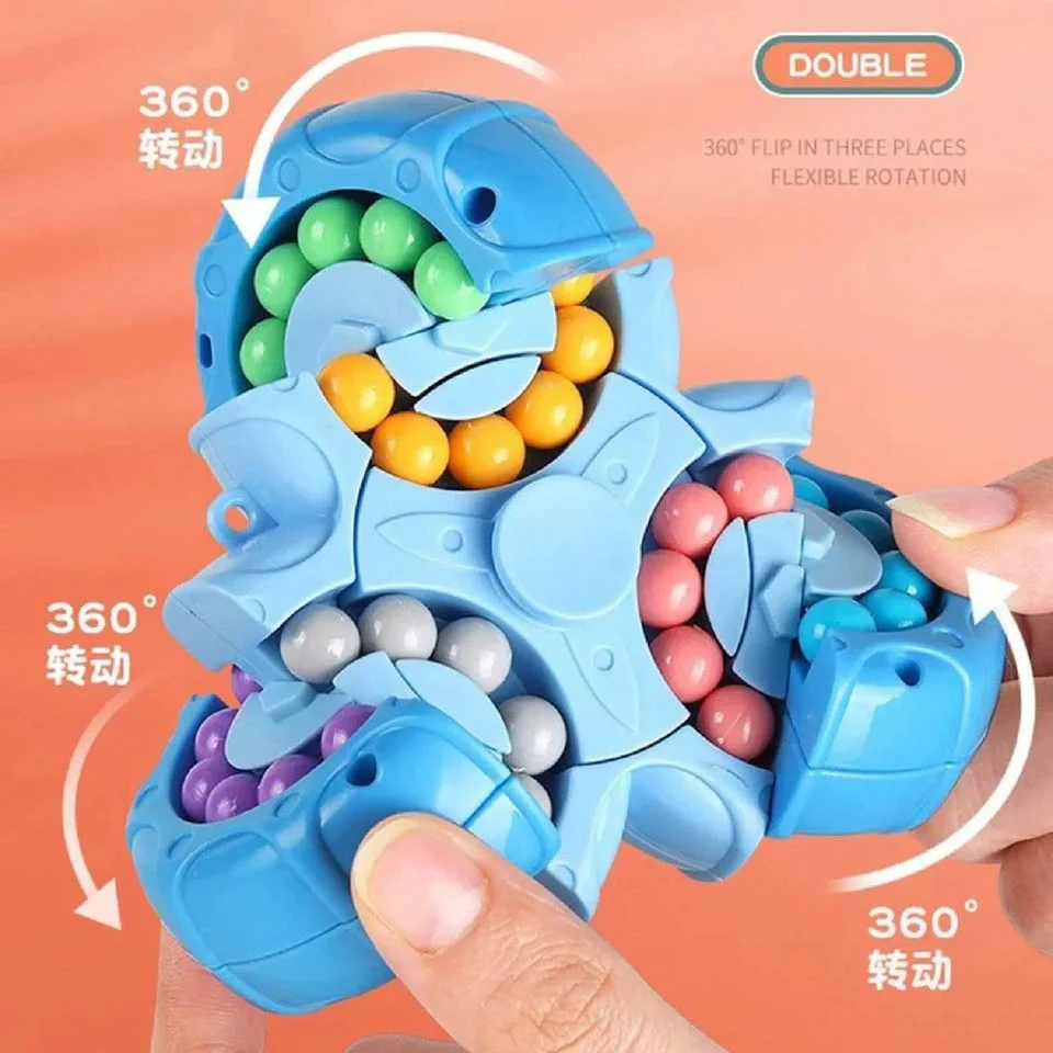 2-in-1 Triangle Rotating Puzzle & Spinner Magic Bean Fingertip Toy Age 3+(Random Colour) - Image 3