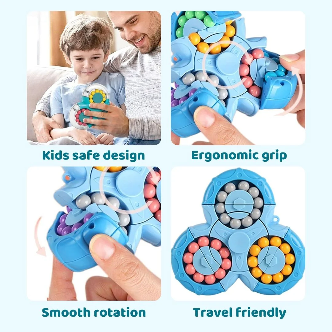 2-in-1 Triangle Rotating Puzzle & Spinner Magic Bean Fingertip Toy Age 3+(Random Colour) - Image 9
