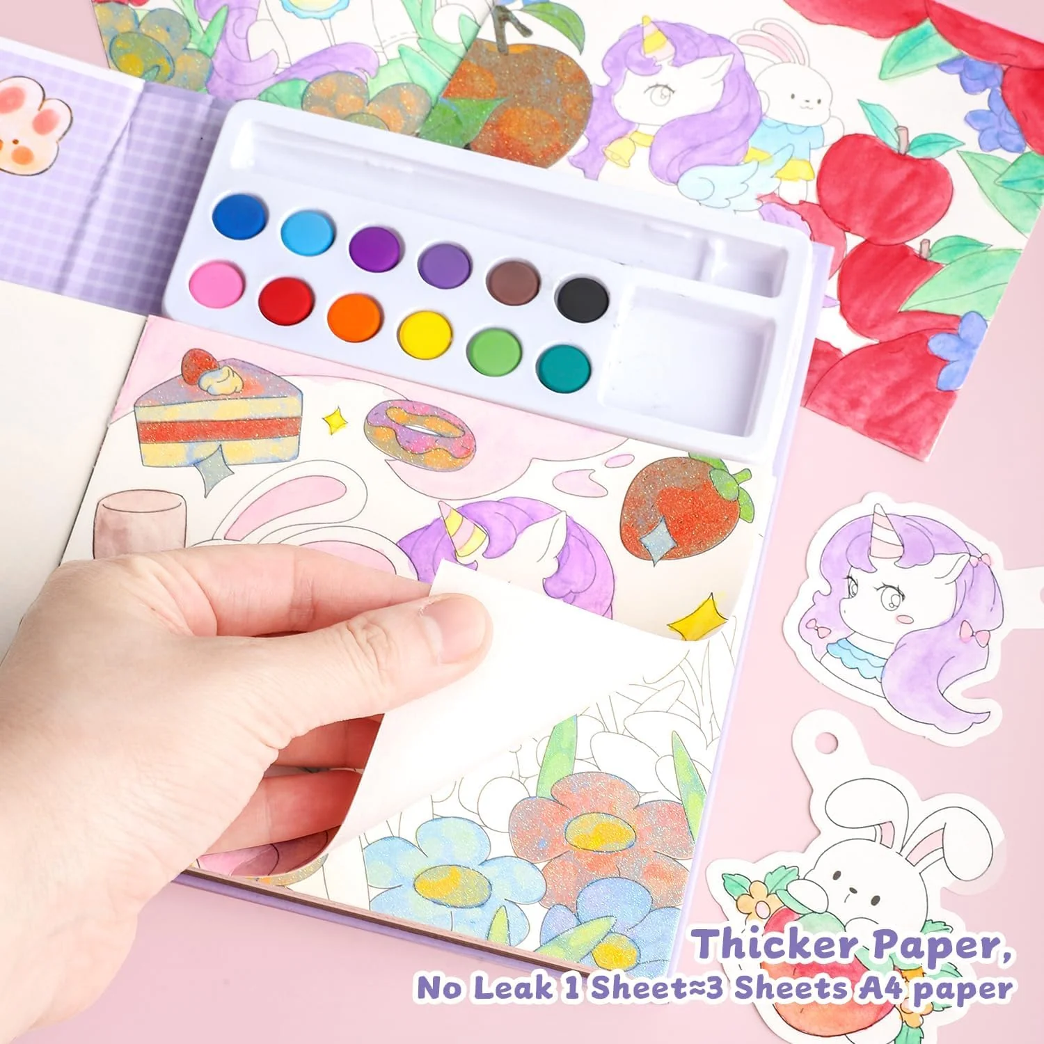 Unicorn Quest Watercolor Coloring Book Set – Fantasy Painting Kit for Kids with 12 Colors & Brush - Image 5