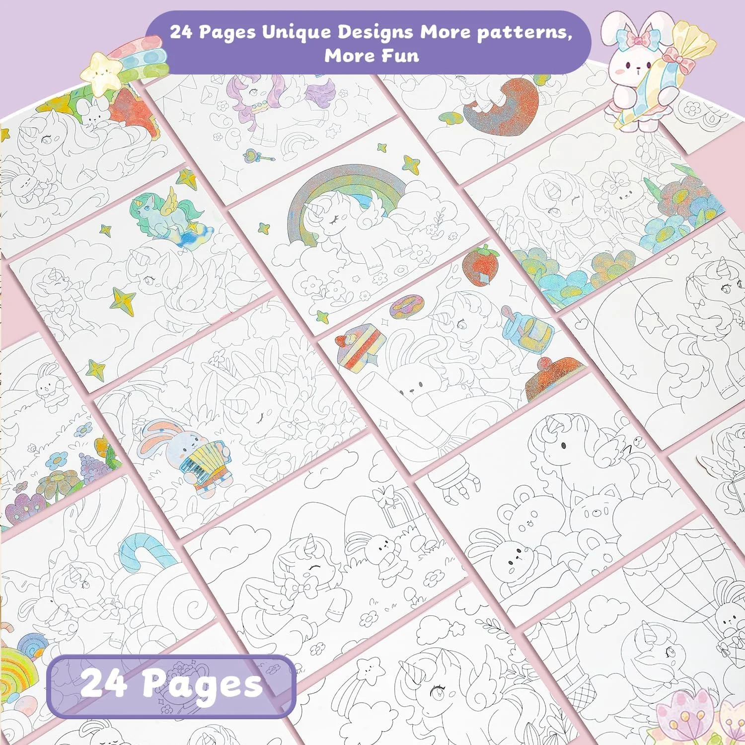 Unicorn Quest Watercolor Coloring Book Set – Fantasy Painting Kit for Kids with 12 Colors & Brush - Image 7