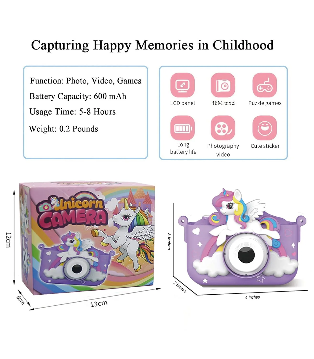 Unicorn -Themed Electronic Camera for Kids with Selfie Camera (Pack Of 5/10)(Prepaid Only) - Image 6