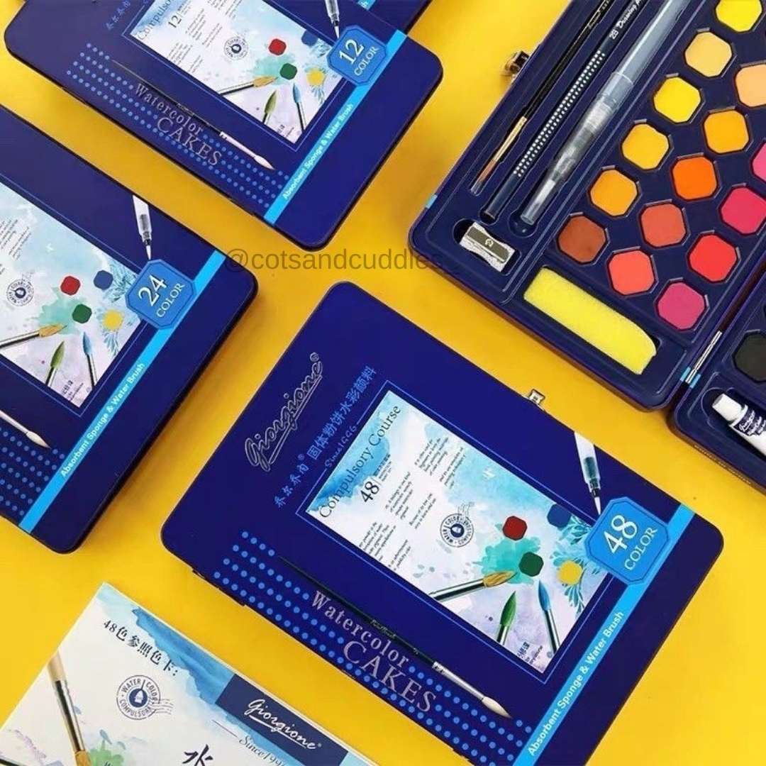 Watercolor Cakes Set - 24 Colors with brush and water pen - Image 3